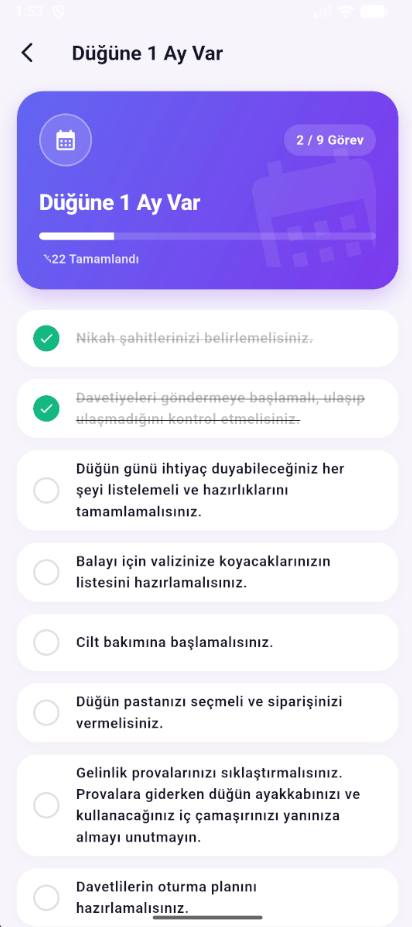 İlerleme ekranı — geri sayım ve görevler